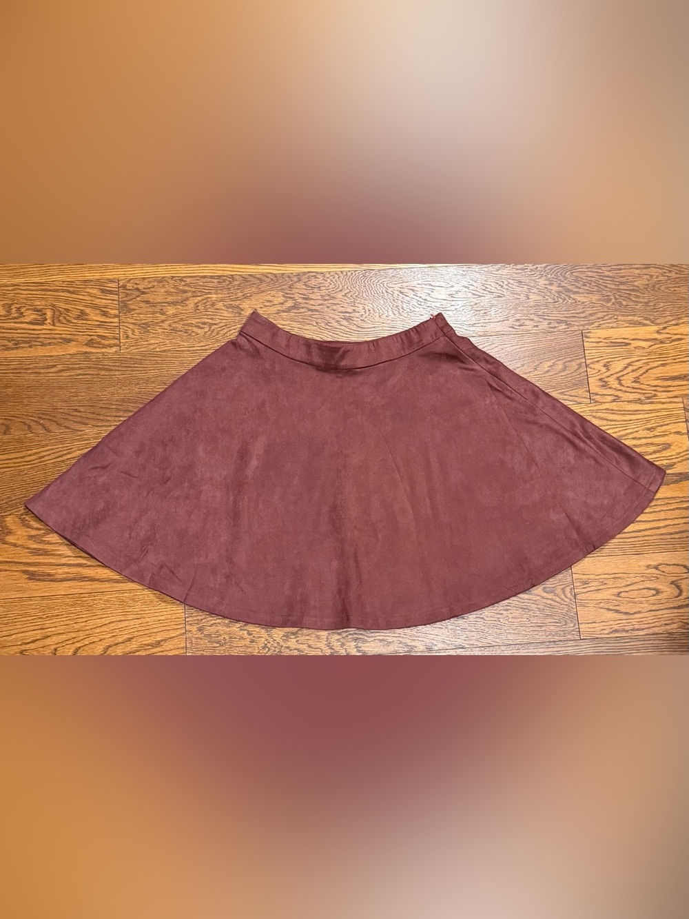 Women's Burgundy Faux Suede Flared A-Line Whimsigoth Mini Skirt Size Small EUC